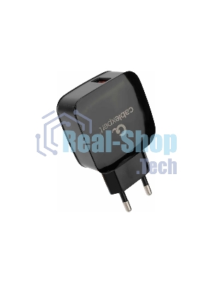 Сетевое зарядное устройство Cablexpert MP3A-PC-41, 18Вт, 3А, быстрая зарядка QC3.0, 1 порт USB, черный, пакет