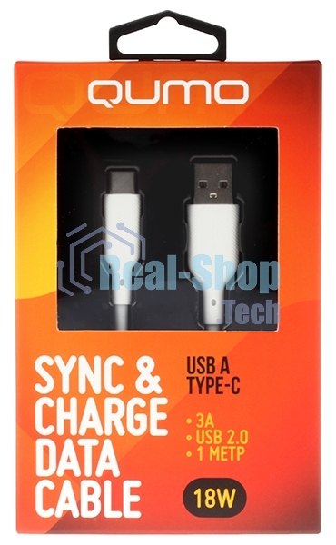 Кабель QUMO 32958 USB-A на Type-C, силиконовый, 1м, 3A, 18W (белый)