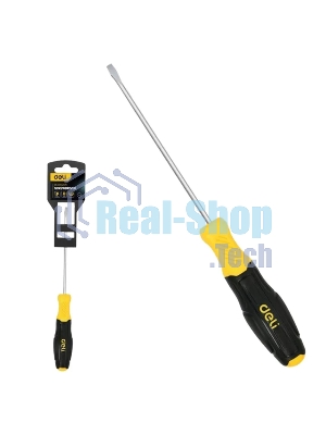 Отвертка шлицевая Deli DL6350751N 5х75мм сталь Cr-V, двухкомпонентная прорезиненная рукоять