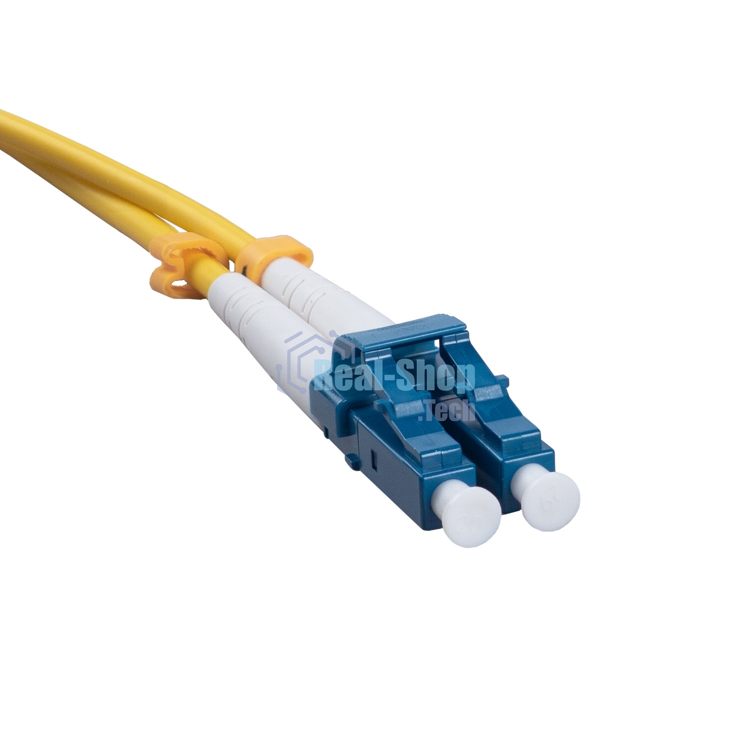 Патч-корд оптический Cabeus Tight Buffer, Duplex LC/FC, OS2 9/125, LSZH, 20м, Ø 3мм, синий хвостовик, жёлтый