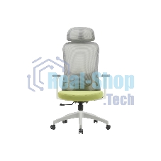 Кресло компьютерное Cactus CS-GMC515-GYGN серый, сиденье салатовый, сетка/ткань, с подголов. крестов. пластик, пластик серый