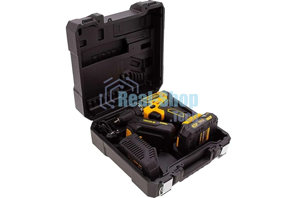 Дрель-шуруповерт аккумуляторная Denzel CDL-18-02BM, 18В, 2 АКБ, Кейс