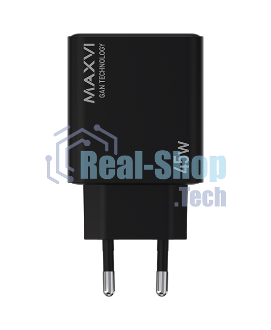 Сетевое зарядное устройство Maxvi SFC-345GN 2xType-C\USB 45W PD QC3.0 черный