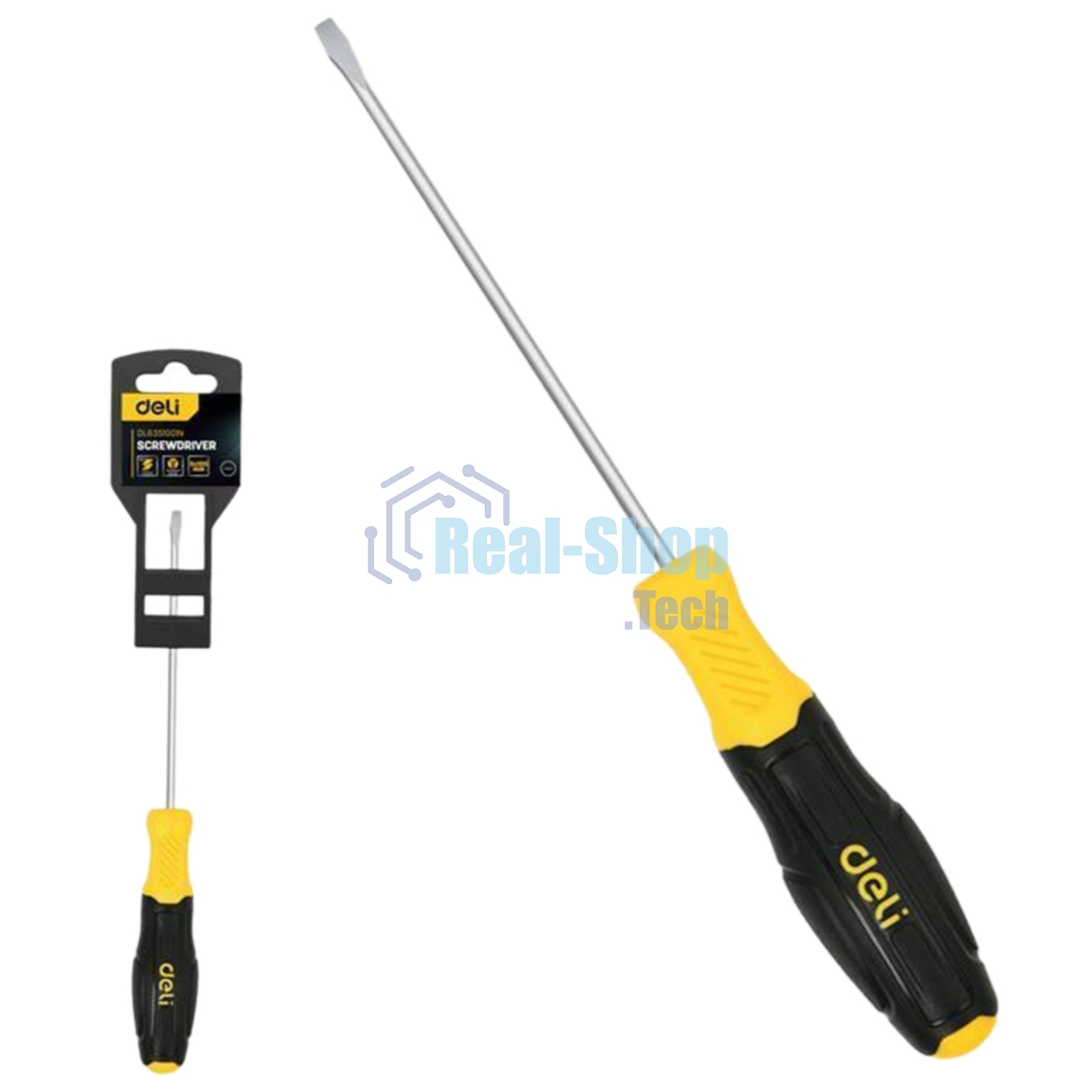 Отвертка шлицевая Deli DL6351001N 5х100мм сталь Cr-V, двухкомпонентная прорезиненная рукоять