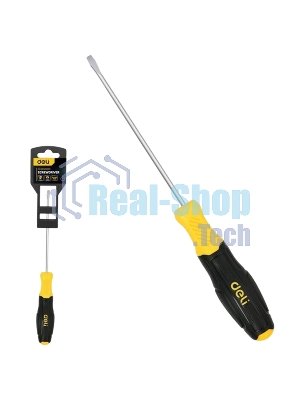 Отвертка шлицевая Deli DL6351001N 5х100мм сталь Cr-V, двухкомпонентная прорезиненная рукоять