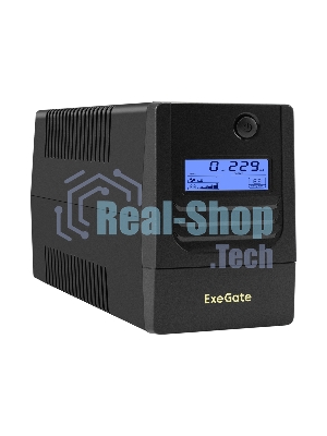Источник бесперебойного питания ExeGate Smart LB-650.LCD.AVR.2SH (650VA/390W, LCD, AVR, 2*Schuko, батарея 12V 7Ah, черный)