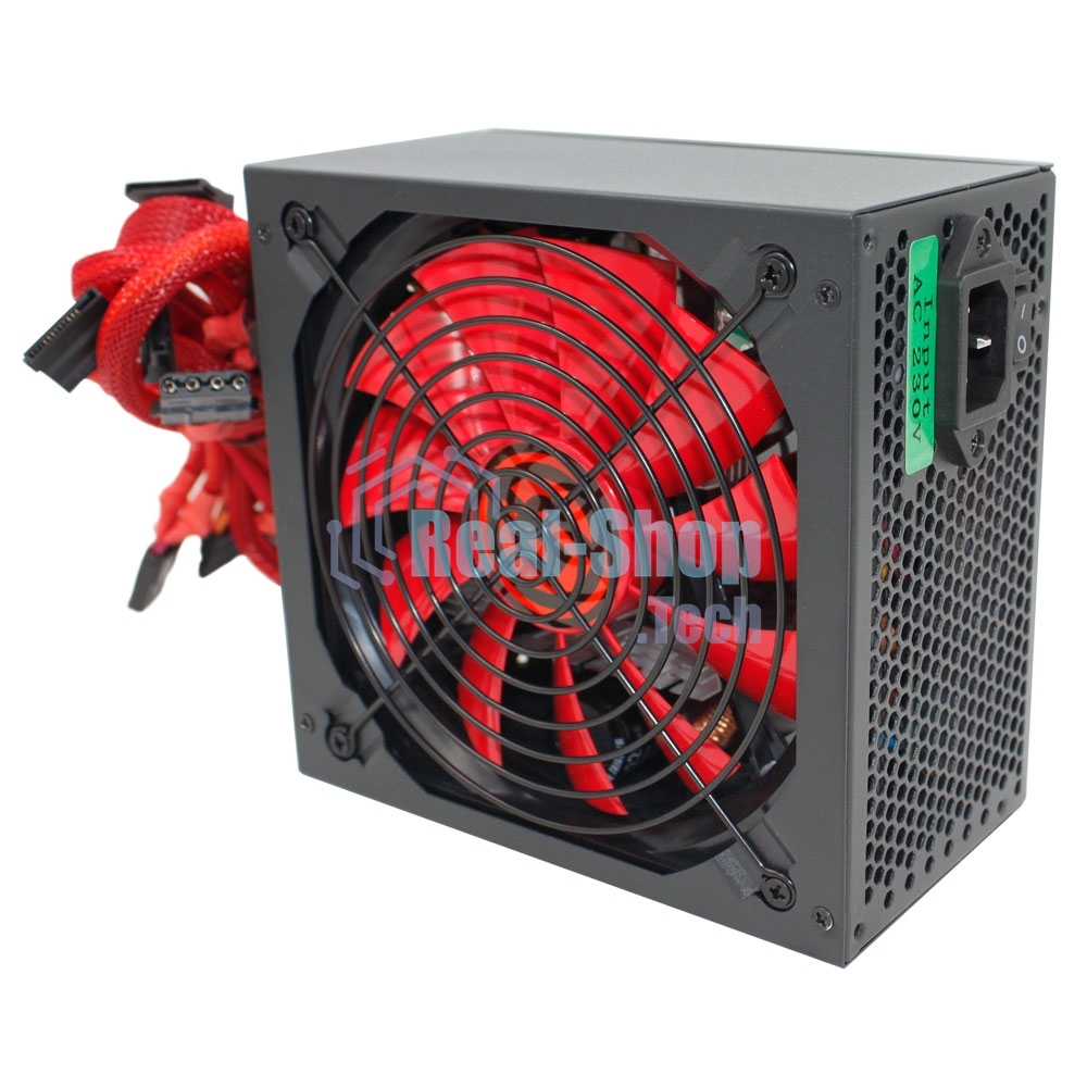 Блок питания Ginzzu PC700 14CM(Red) 80 PLUS black,APFC,24+4p,2 PCI-E(6+2), 7*SATA, 4*IDE,оплетка, кабель питания,цветная коробка