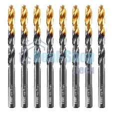 Сверло по металлу Denzel 9 мм, HSS-Tin, Golden Tip, 8 шт.