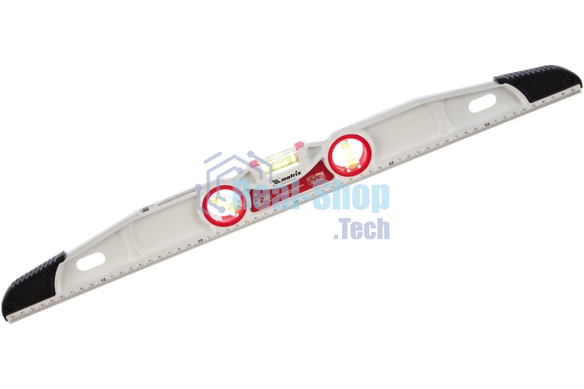 Уровень алюминиевый Matrix литой, фрезерованный, 3 глазка, две ударные площадки, 600 мм