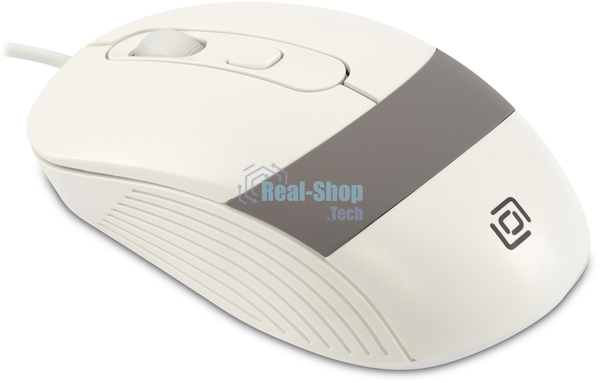 Мышь проводная Oklick 310M белый/серый, 2400 dpi, USB, кнопки - 4