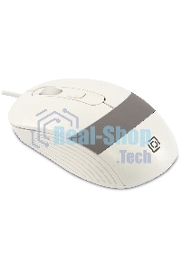Мышь проводная Oklick 310M белый/серый, 2400 dpi, USB, кнопки - 4