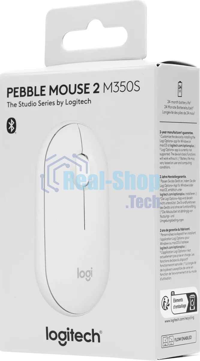 Мышь беспроводная Logitech Pebble 2 M350S белый, 4000 dpi, Bluetooth, кнопки - 3