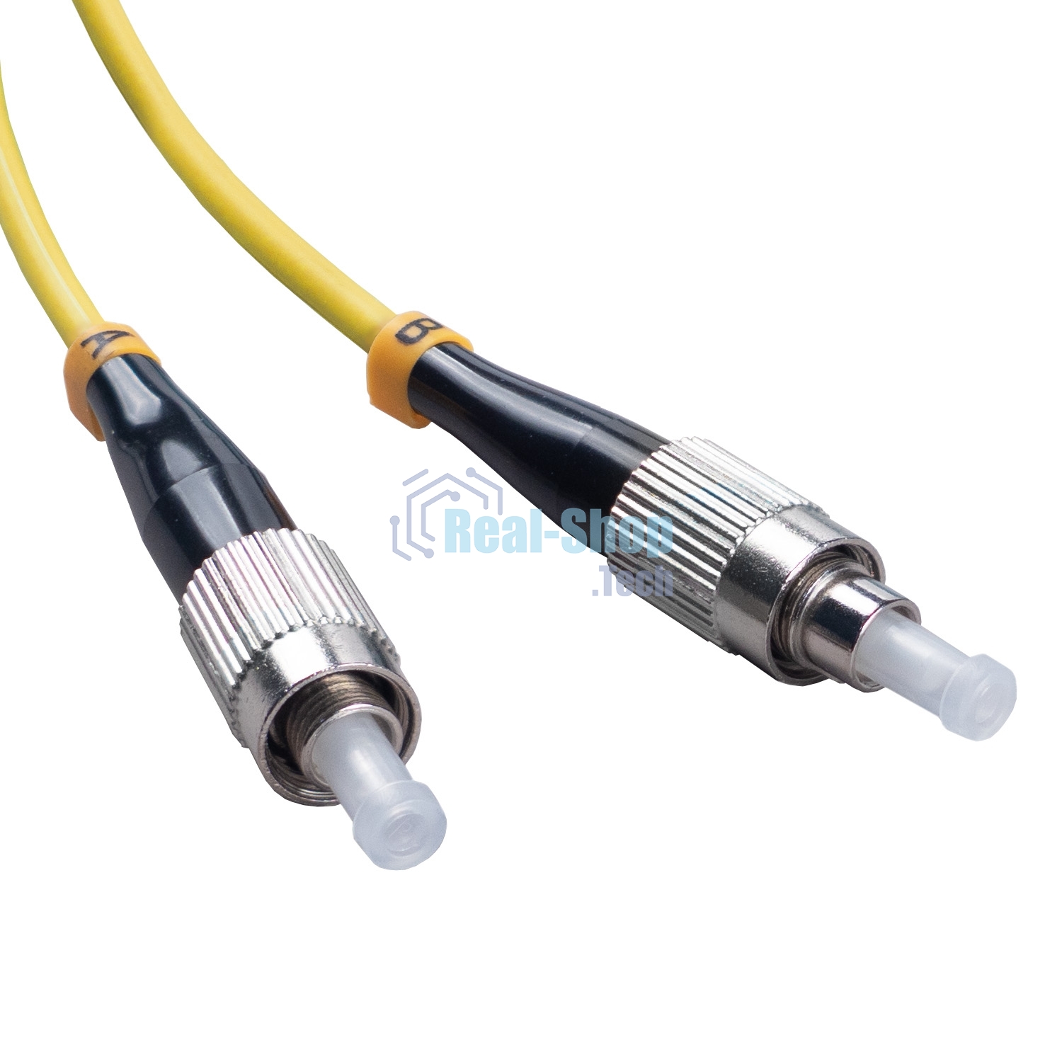Патч-корд оптический Cabeus Tight Buffer, Duplex LC/FC, OS2 9/125, LSZH, 20м, Ø 3мм, синий хвостовик, жёлтый