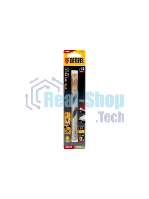 Сверло спиральное по металлу Denzel 12 x 151мм, Р6М5, Golden Tip, многогранная заточка
