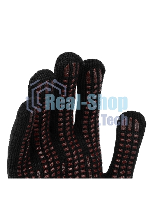 Перчатки трикотажные Сибртех акрил, усиленные, ПВХ-гель Протектор, черный, 10 класс