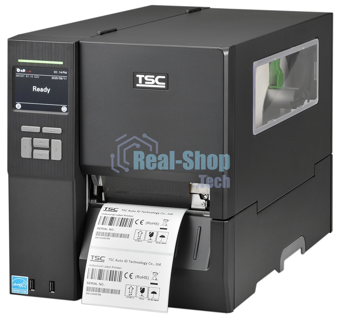 Принтер этикеток термотрансферный TSC MH241T 203 dpi, 356 мм/сек, USB, RS-232, Ethernet, USB Host, черный