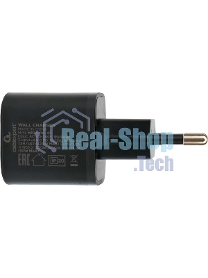 Сетевое зарядное устройство Cablexpert 20Вт, 3А, QC3.0/PD, 1xUSB, 1xType-C, черный, пакет