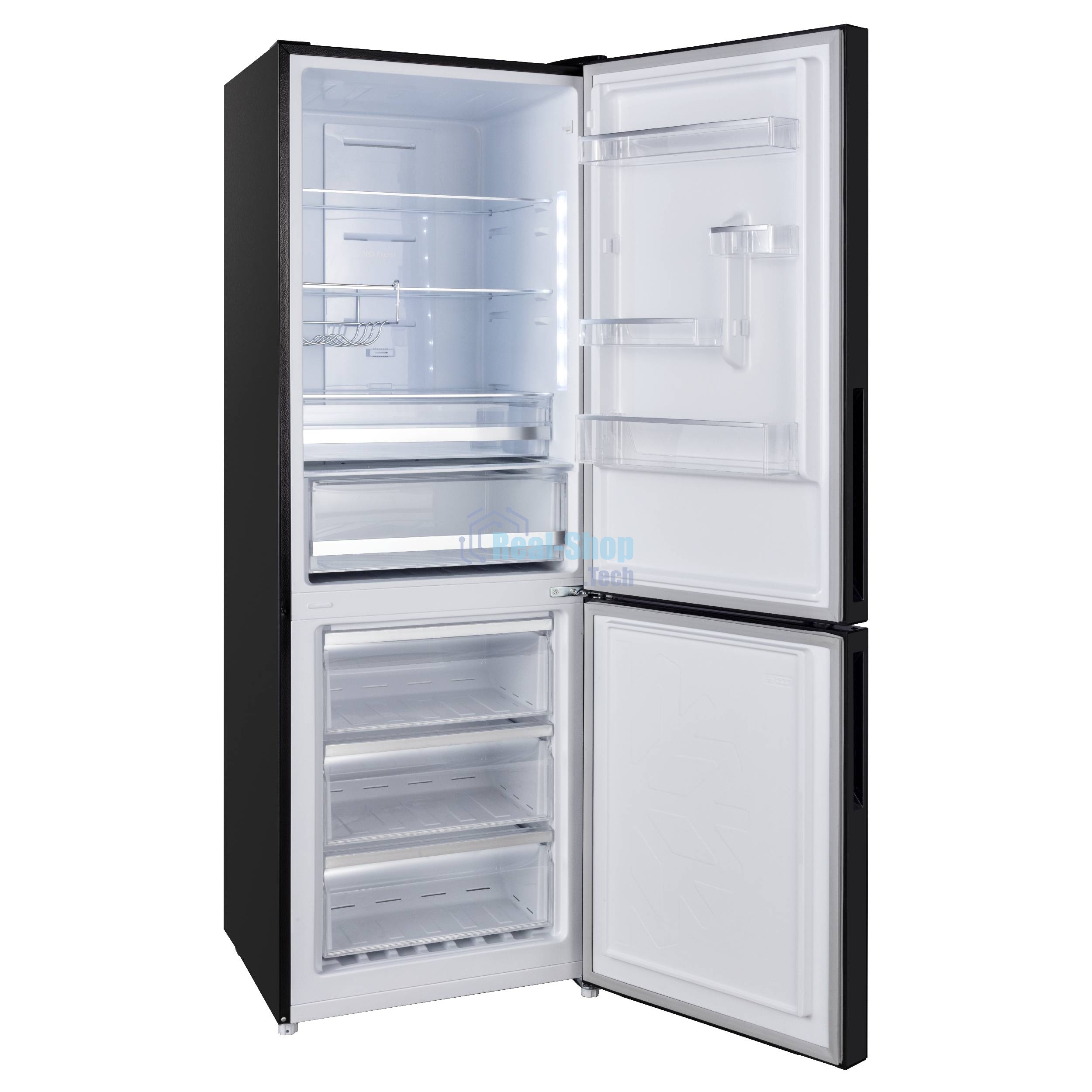 Холодильник Korting KNFC 61869 GN черный двухкамерный 223/94л морозилка снизу, No Frost