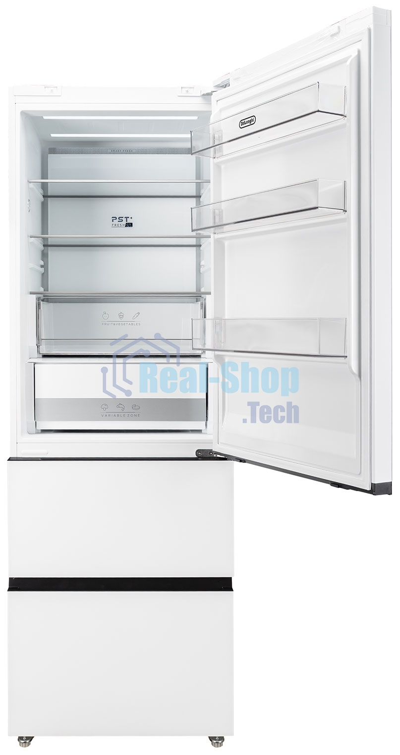 Холодильник DeLonghi DMFS 19PINF BB MATTEO белый трехкамерный 279/166л морозилка снизу, No Frost