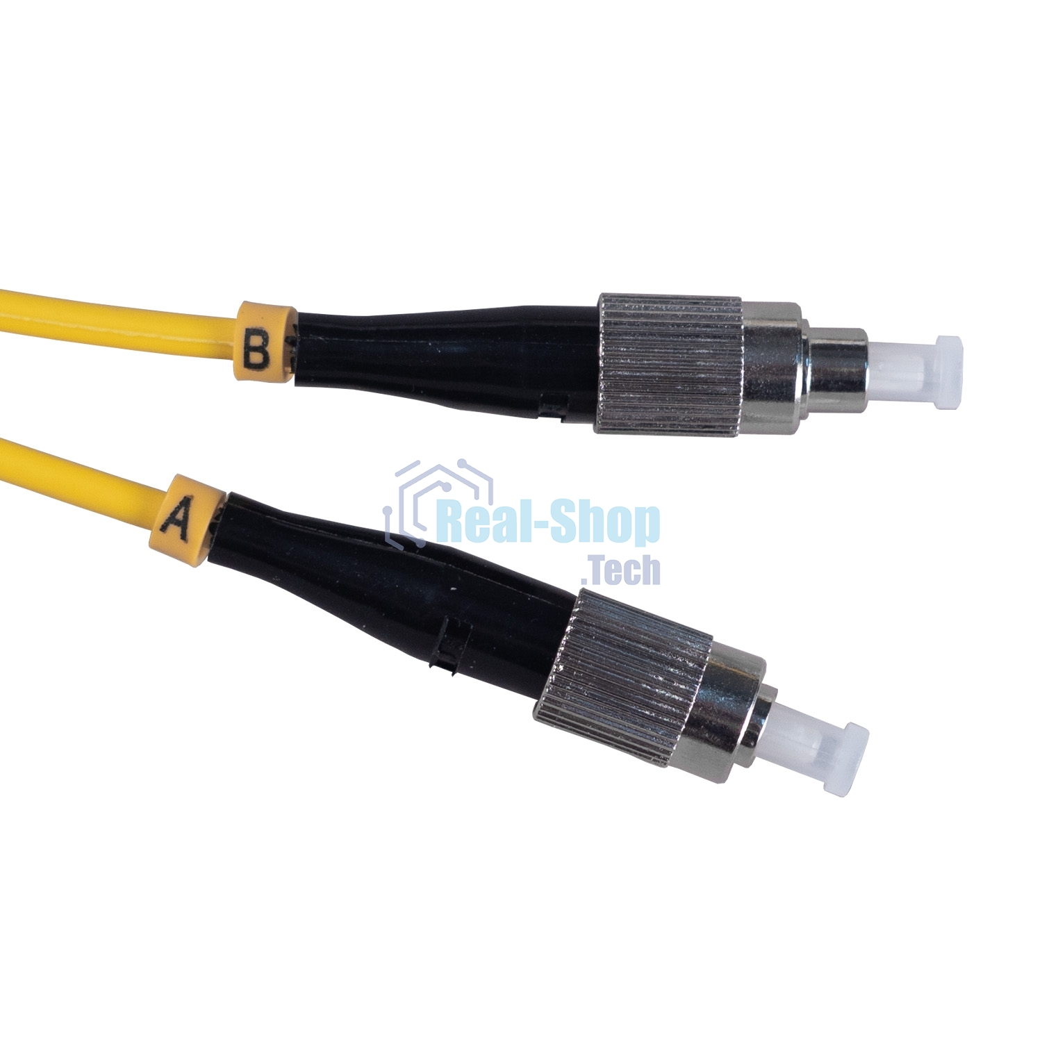 Патч-корд оптический Cabeus Tight Buffer, Duplex LC/FC, OS2 9/125, LSZH, 20м, Ø 3мм, синий хвостовик, жёлтый
