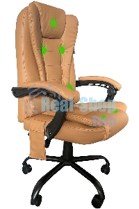 Кресло компьютерное с вибромассажем Cactus CS-CHR-OC05M-BR бежевый, эко.кожа, с подголов. крестов. пластик черный