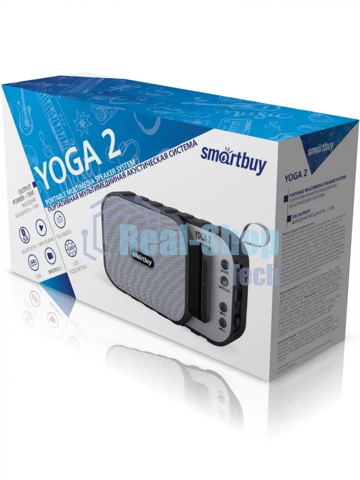 Акустическая система Smartbuy YOGA 2, 5Вт, Bluetooth, MP3, FM-радио, черная (арт. SBS-5040)/100
