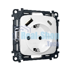 Комплект механизма электрической розетки OMEGA Белый глянец 2USB A+C 20W (быстрая зарядка) с/з QUANT (OP1100, VM160) MO110010
