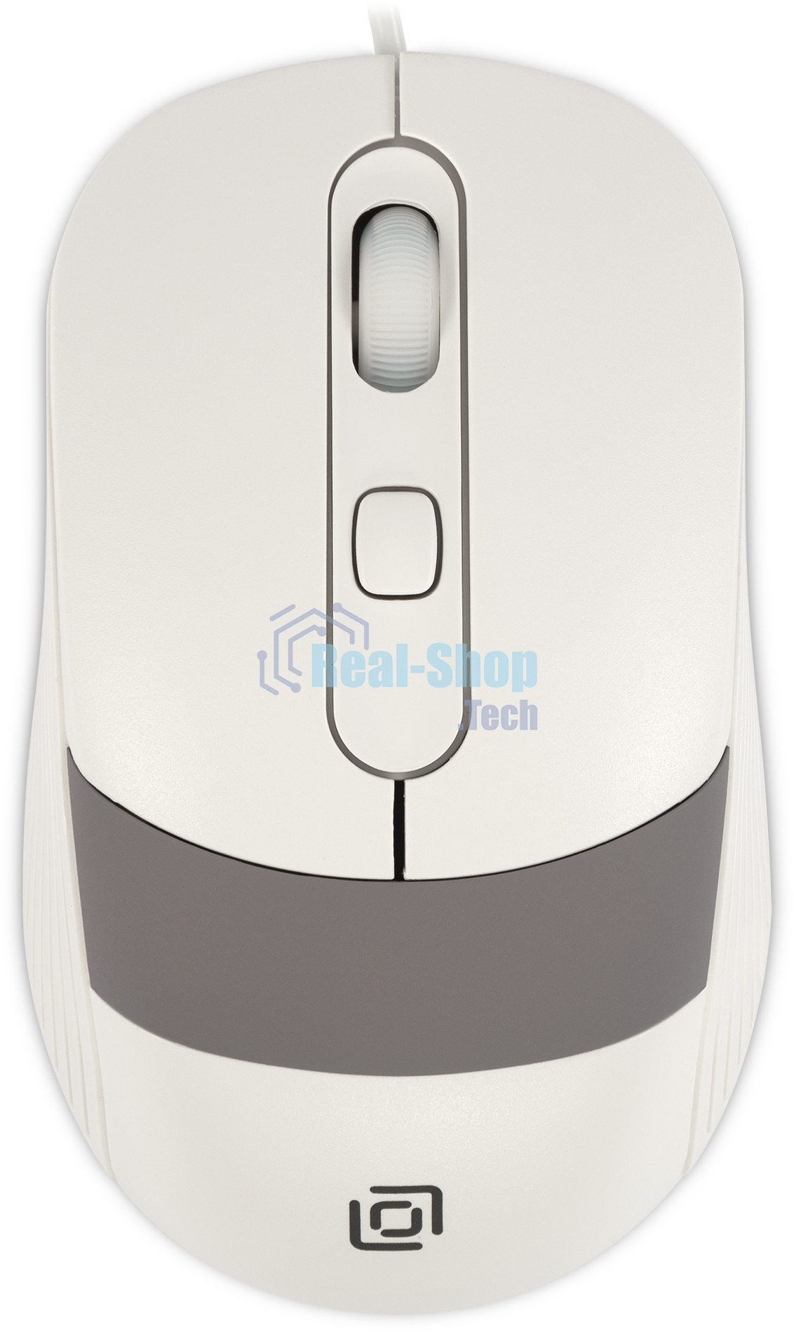 Мышь проводная Oklick 310M белый/серый, 2400 dpi, USB, кнопки - 4