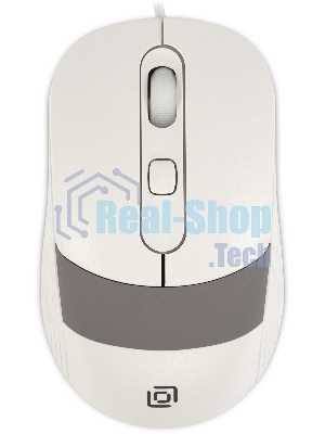 Мышь проводная Oklick 310M белый/серый, 2400 dpi, USB, кнопки - 4