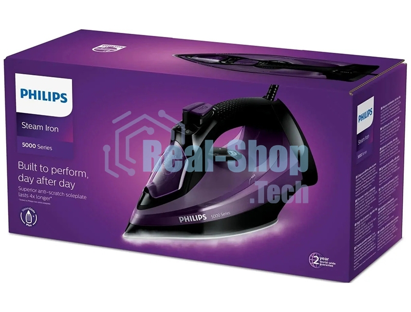 Утюг Philips DST5030/80 фиолетовый, 2400 Вт, 45 г/мин, 180 г/мин, 320 мл