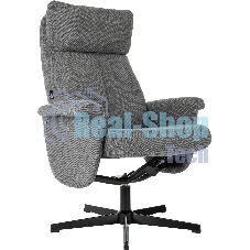 Кресло для дома Бюрократ Baron с пуфом серый, металл черный крестов. (BARON/GREY)