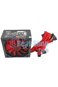 Блок питания Ginzzu PC700 14CM(Red) 80 PLUS black,APFC,24+4p,2 PCI-E(6+2), 7*SATA, 4*IDE,оплетка, кабель питания,цветная коробка