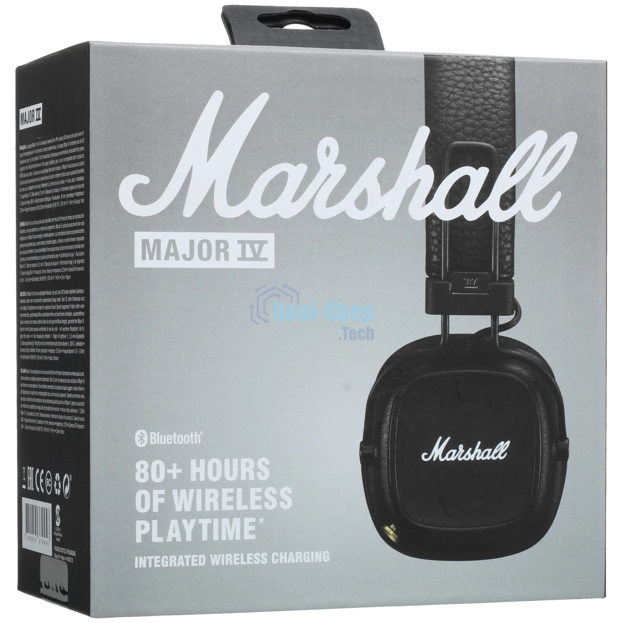 Беспроводные/проводные наушники Marshall Major IV черный, накладные, Bluetooth + проводной, беспроводная зарядка, до 80 ч