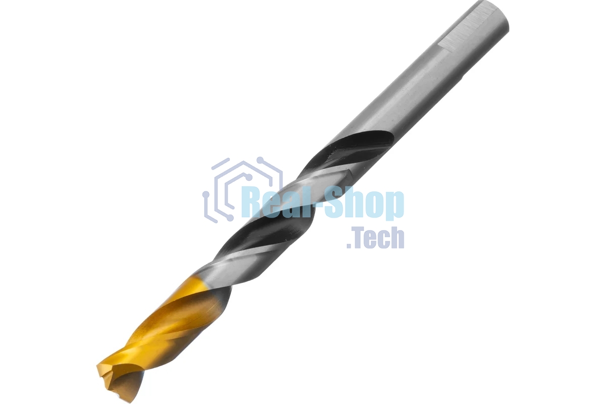 Сверло спиральное по металлу Denzel 12 x 151мм, Р6М5, Golden Tip, многогранная заточка