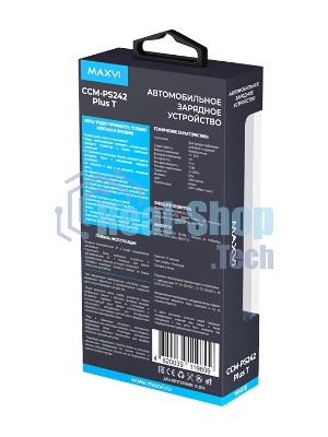 Автомобильное зарядное устройство Maxvi CCM-PS242 Plus T 2хUSB 2.4А + кабель Type-C 1м, белый