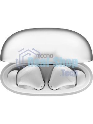 Наушники TWS Tecno Buds 4 белый, внутриканальные, Bluetooth, до 6 ч