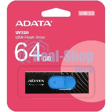 Флешка USB ADATA UV320 (AUV320-64G-RBKBL), 64Gb, USB 3.1, R/W 100/30, черный/синий