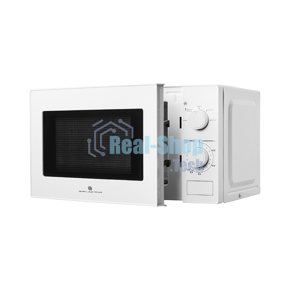 Микроволновая печь General Electronics GE-MS620W белый, 20 л, 700 Вт, переключатели — поворотный механизм