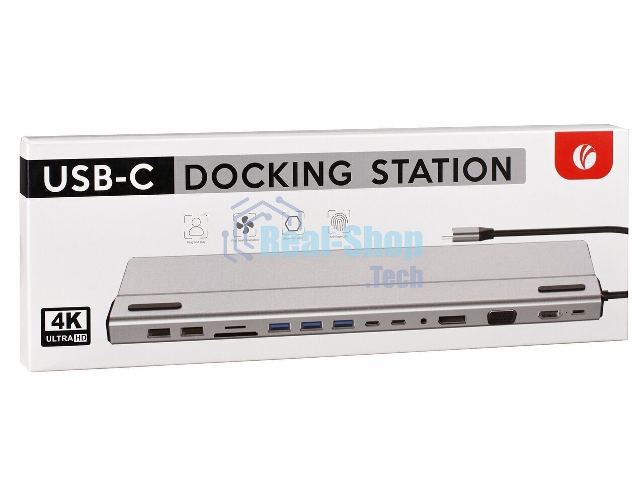 Адаптер VCOM TypeC -->3*USB3.0+2*USB2.0+VGA+RJ45+SD+TF+AUD+HDMI+DP+2*USB3.1 Data+PD