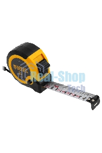 Рулетка Denzel 8м х 25мм, двухкомп. корпус, кнопка-пауза