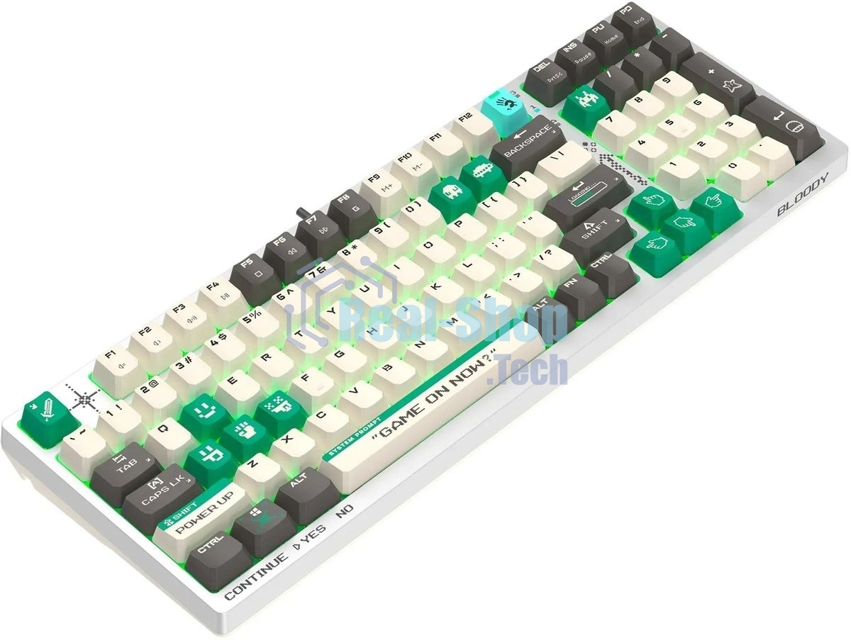 Клавиатура проводная A4Tech Bloody S98 Pixels Green USB белый/бежевый