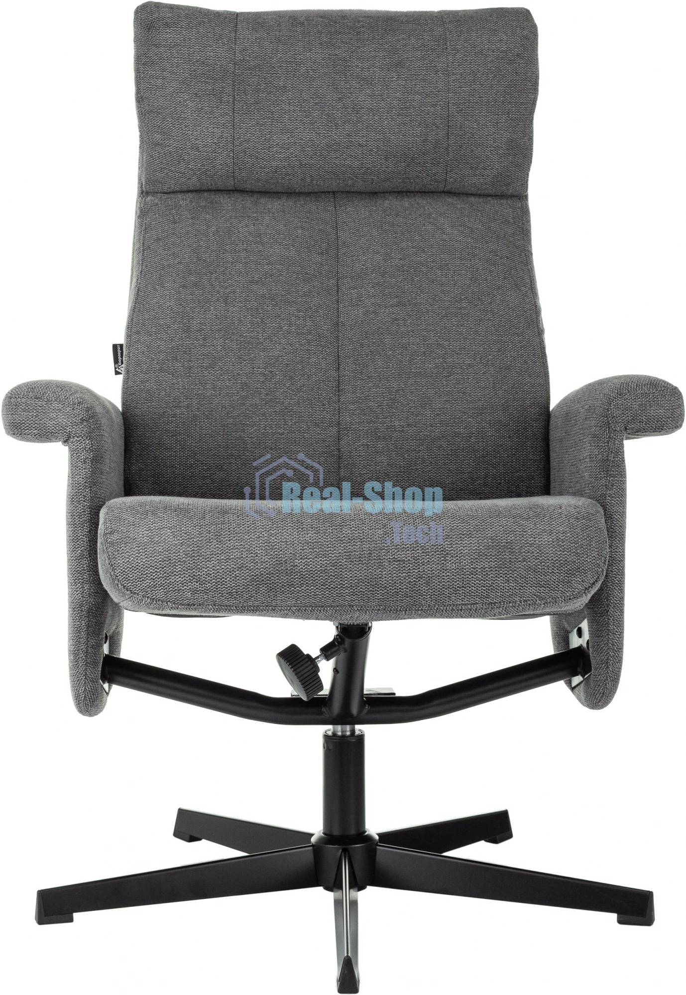 Кресло для дома Бюрократ Baron с пуфом серый, металл черный крестов. (BARON/GREY)