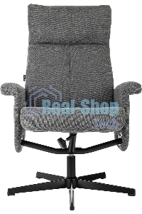 Кресло для дома Бюрократ Baron с пуфом серый, металл черный крестов. (BARON/GREY)