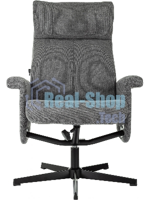 Кресло для дома Бюрократ Baron с пуфом серый, металл черный крестов. (BARON/GREY)
