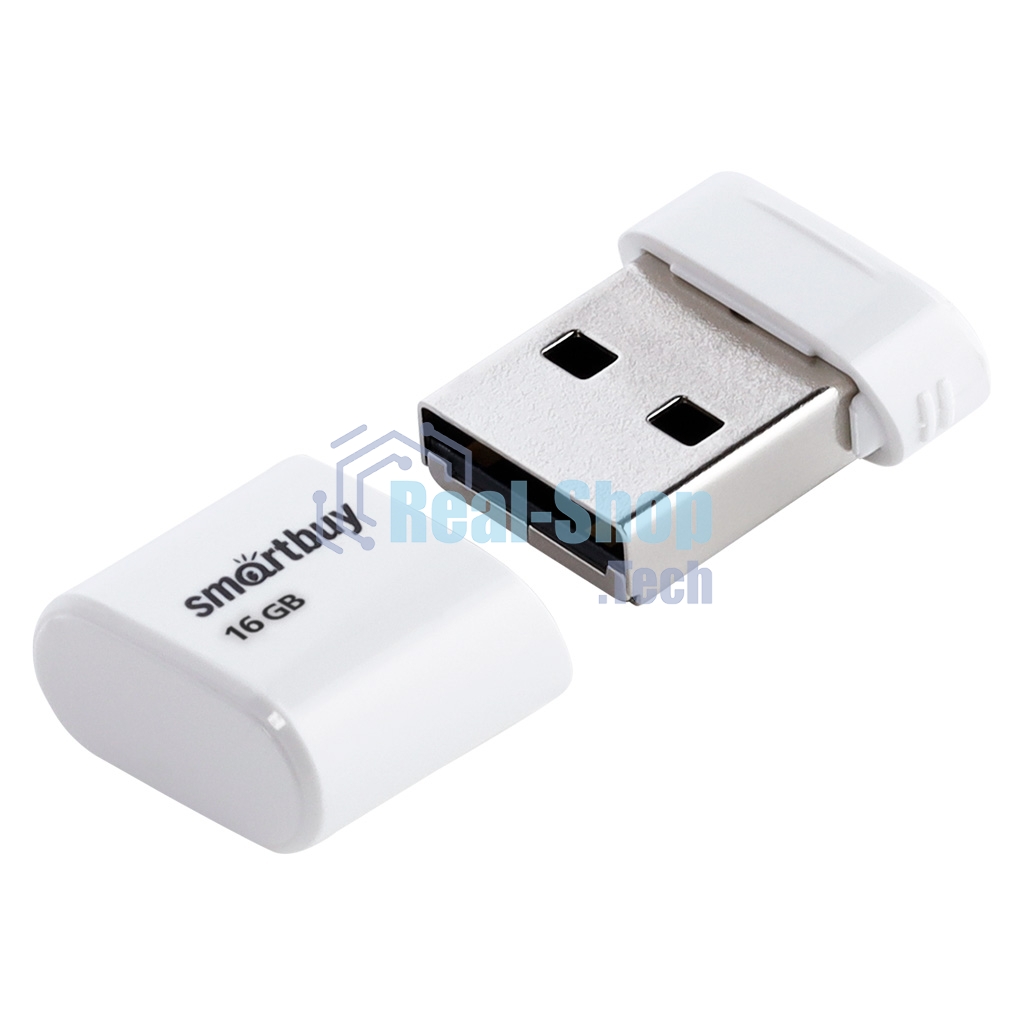 Флешка USB Smartbuy LARA White (SB16GbLARA-W), 16 Gb, USB 2.0, R/W 15/5, белый