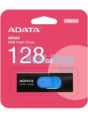 Флешка USB ADATA UV320 (AUV320-128G-RBKBL), 128Gb, USB 3.2, R/W 100/30, черный/голубой