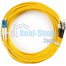 Патч-корд оптический Cabeus Tight Buffer, Duplex LC/FC, OS2 9/125, LSZH, 20м, Ø 3мм, синий хвостовик, жёлтый