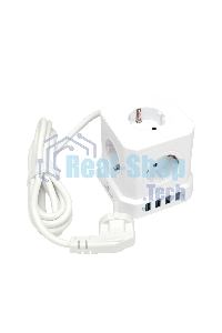 Сетевой фильтр Cablexpert Tower TWR-5-U4-W-2, 5 р, 10А, 4хUSB, 3.1А, 2 м, ур.защиты 4+, белый, коробка