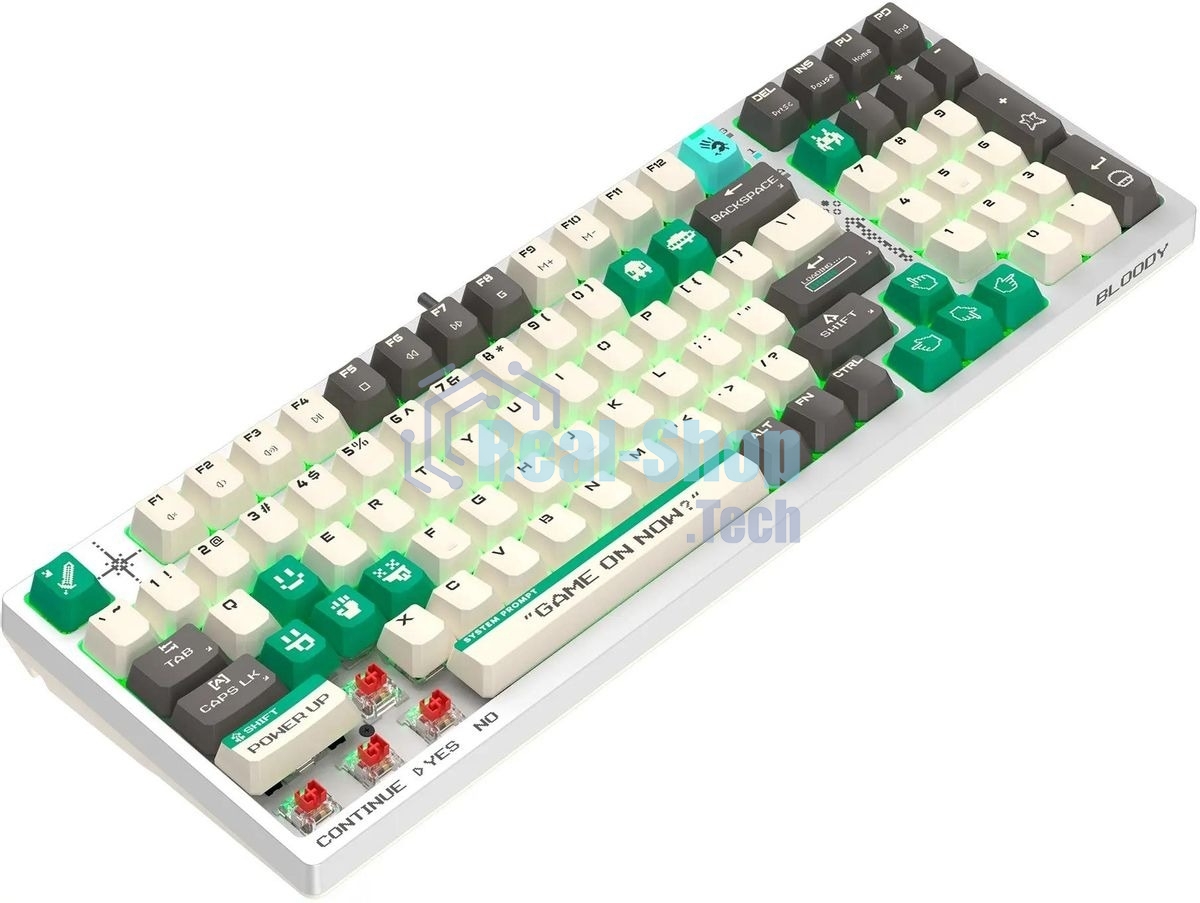 Клавиатура проводная A4Tech Bloody S98 Pixels Green USB белый/бежевый