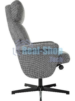 Кресло для дома Бюрократ Baron с пуфом серый, металл черный крестов. (BARON/GREY)